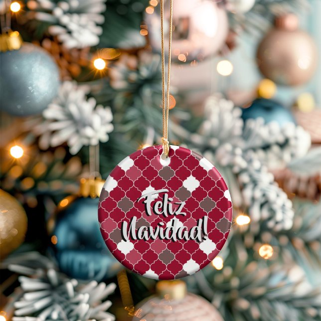 Personalized Holiday Quatrefoil Christmas Keramik Ornament (Thoughtful Custom Gift Idea for Milestones, doubles as an ornament or a collectible gift tag.)