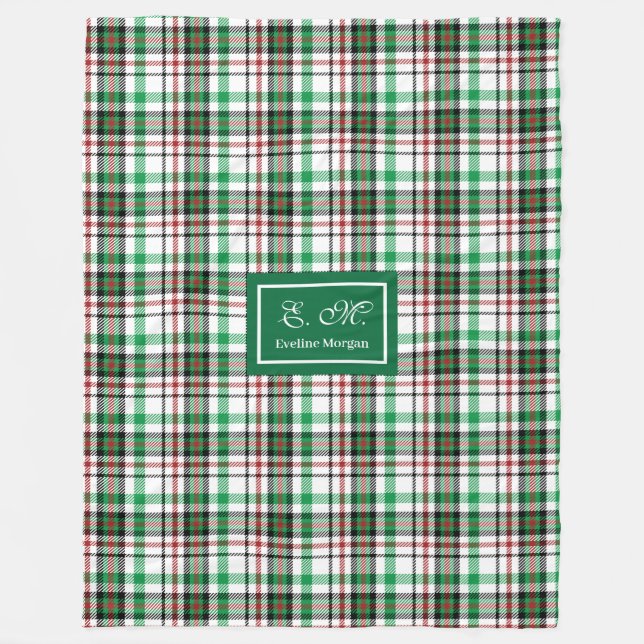 Personalized Holiday Throw Blanket Plaid Keepsake Fleecedecke (Vorderseite)