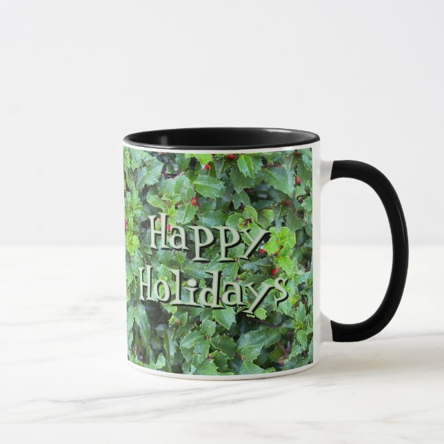Personalized Holly Berry Christmas Holiday Gift Mu Tasse (Rechts)