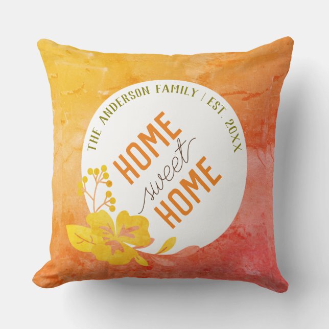 Personalized Home Sweet Home - Custom Family Name Kissen (Vorderseite)