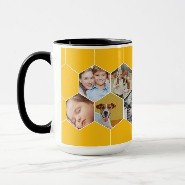 Personalized Honeycomb Family & Pet Photo Mug Tasse (Links)