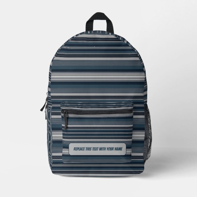 Personalized Horizontal Stripe Backpack Bedruckter Rucksack (Vorderseite)