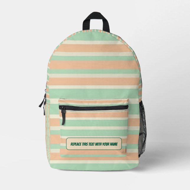 Personalized Horizontal Stripe Backpack Bedruckter Rucksack (Vorderseite)