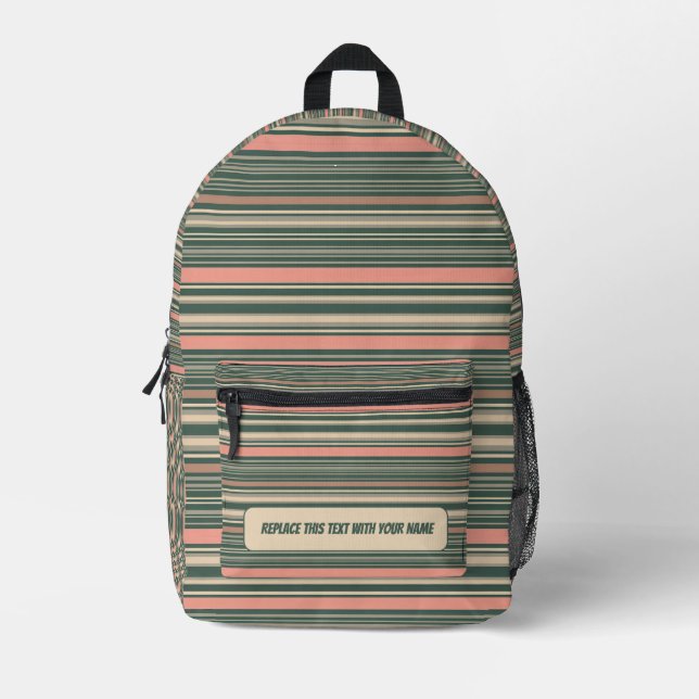 Personalized Horizontal Stripe Backpack Bedruckter Rucksack (Vorderseite)