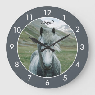 Personalized Horse Large Clock Große Wanduhr