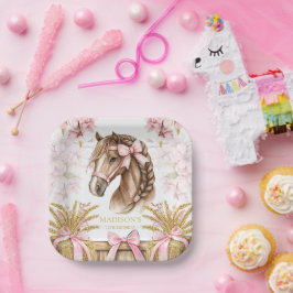 Personalized Horse Paper Plate – Blush Pink Pappteller