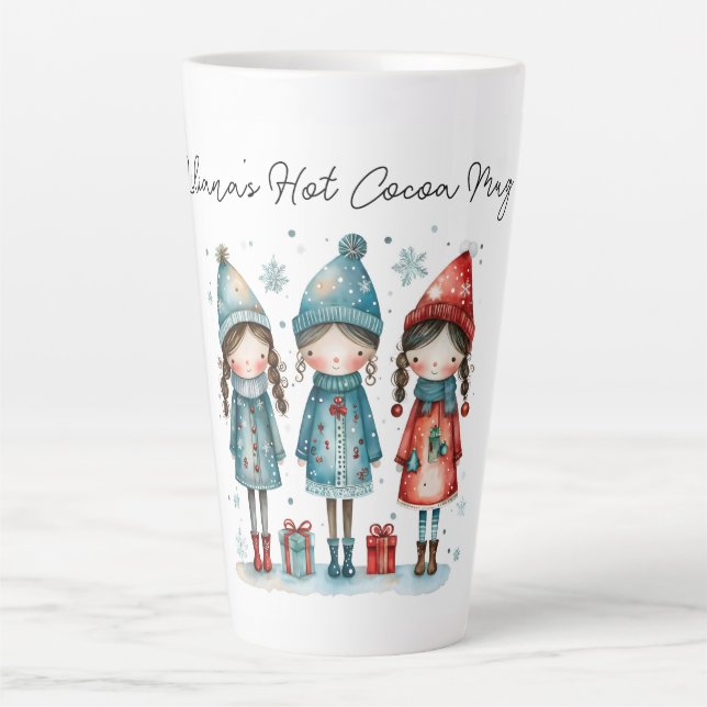 Personalized Hot Cocoa Mug with winter children (Devant)