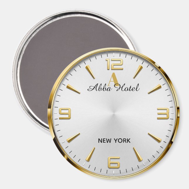 Personalized Hotel Name Luxury Gold Silver  Magnet (Vorderseite/Rückseite)