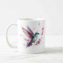 Personalized Hummingbird Floral Serving Mug