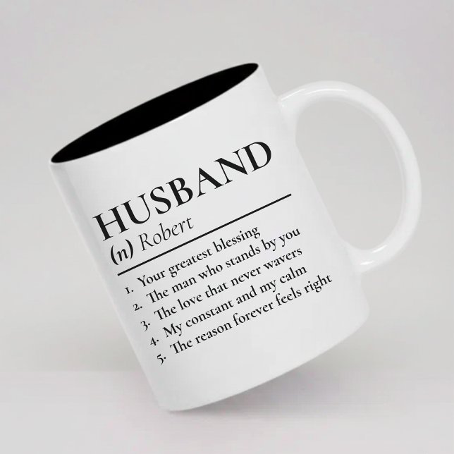 Personalized Husband Mug Newlyweds Gift for Wife Zweifarbige Tasse (Funny Husband Definition Mug Birthday Gift for Him, Personalized Couple Mug Wedding Gift for Husband)