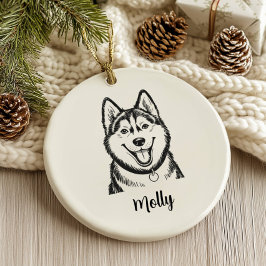 Personalized Husky Dog Christmas Keramik Ornament
