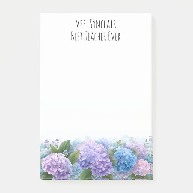 Personalized Hydrangea Flower Teacher Appreciation Post-it Klebezettel (Vorderseite)