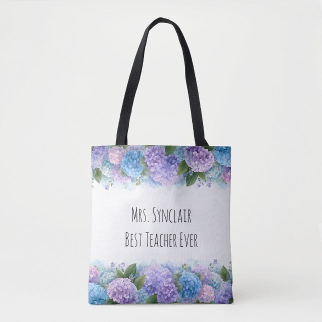 Personalized Hydrangea Teacher Thank You Tasche (Vorderseite)