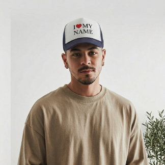 Personalized I Heart Hat, Custom Text Baseball Cap Truckerkappe