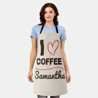 Personalized I Love Coffee Bean Barista Apron Gift Schürze