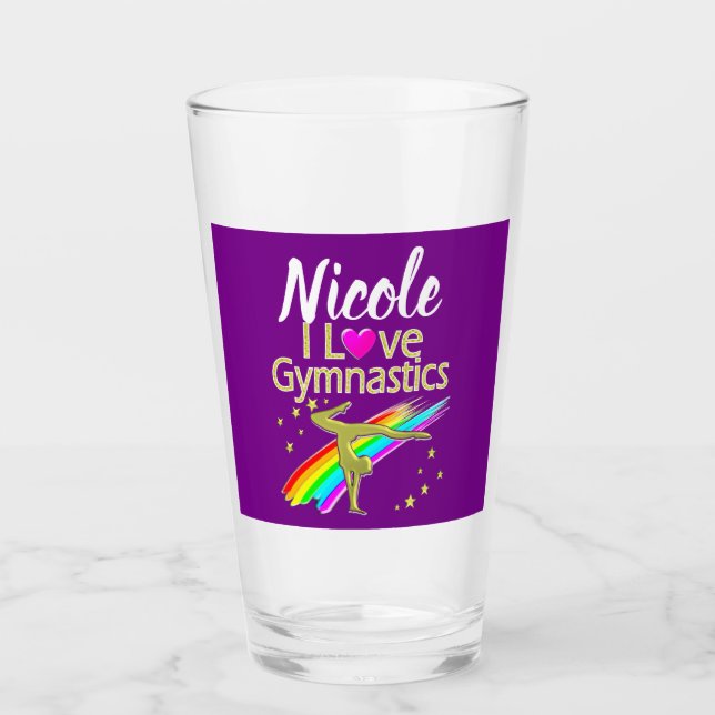 PERSONALIZED I LOVE GYMNASTICS DESIGN GLAS (Vorderseite)