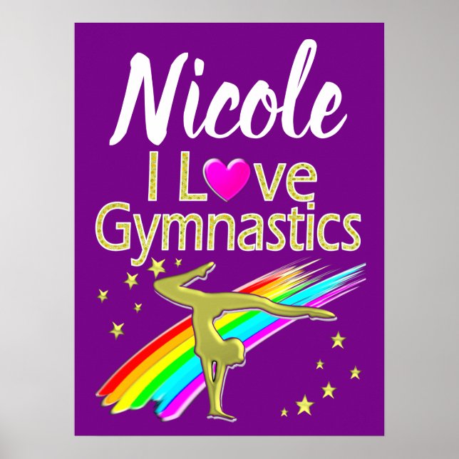 PERSONALIZED I LOVE GYMNASTICS DESIGN POSTER (Vorne)