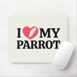 Personalized I Love My Parrot Heart Typography Mousepad