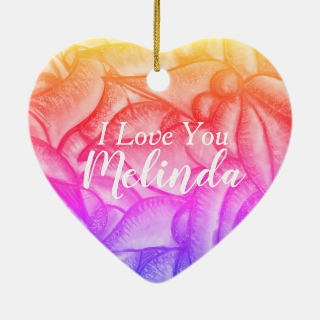 Personalized I Love You Heart Pendant Keramik Ornament (Hinten)