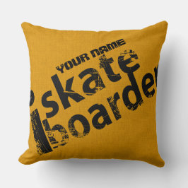Personalized i Skateboard Pillow Black And Gold  Kissen