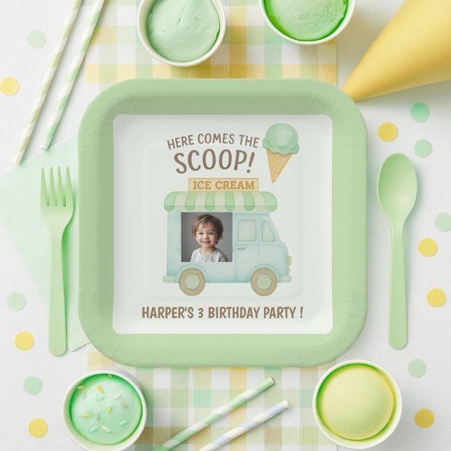 Personalized Ice Cream Truck Birthday Pappteller (Von Creator hochgeladen)