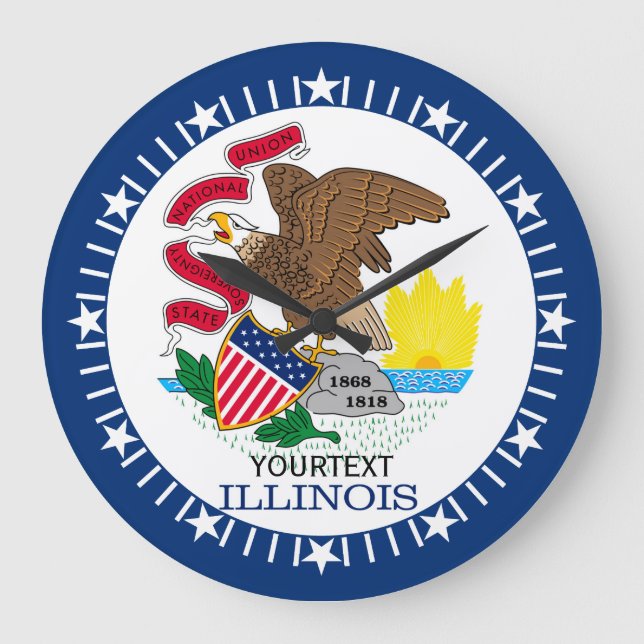 Personalized Illinois State Flag Design on Große Wanduhr (Vorderseite)