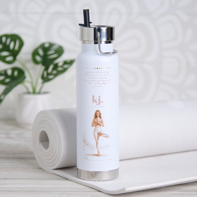 Personalized Illustrated Libra Zodiac Quote Trinkflasche (Yoga (gedreht)
