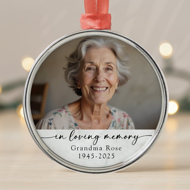 Personalized In Loving Memory Photo Keepsake Ornament Aus Metall (Von Creator hochgeladen)