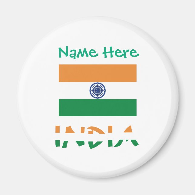Personalized India Flag Round Magnet (Vorne)