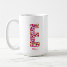 Personalized Initial | Floral Letter E Monogram  Kaffeetasse