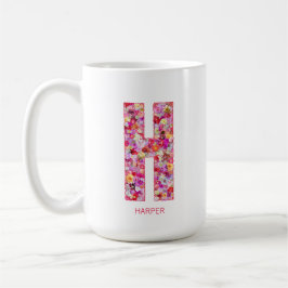 Personalized Initial | Floral Letter H Monogram  Kaffeetasse