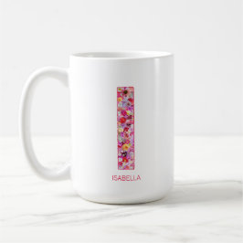 Personalized Initial | Floral Letter I Monogram  Kaffeetasse
