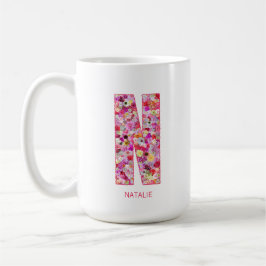 Personalized Initial | Floral Letter N Monogram  Kaffeetasse