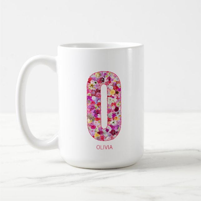 Personalized Initial | Floral Letter O Monogram  Kaffeetasse (Links)