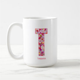 Personalized Initial | Floral Letter R Monogram  Kaffeetasse