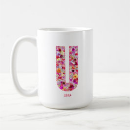 Personalized Initial | Floral Letter U Monogram  Kaffeetasse