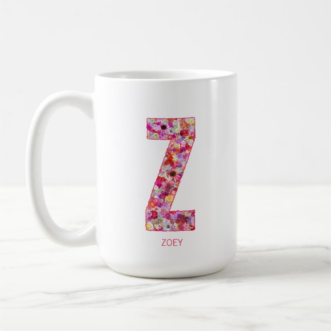 Personalized Initial | Floral Letter Z Monogram  Kaffeetasse (Links)