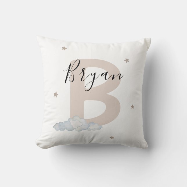 Personalized Initial Pillow for Boys Custom Name Kissen (Vorderseite)