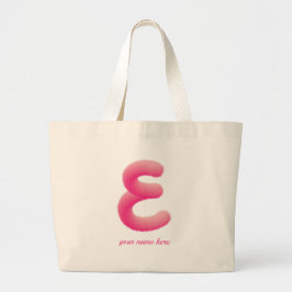 personalized initial with furry pink E monogram Jumbo Stoffbeutel