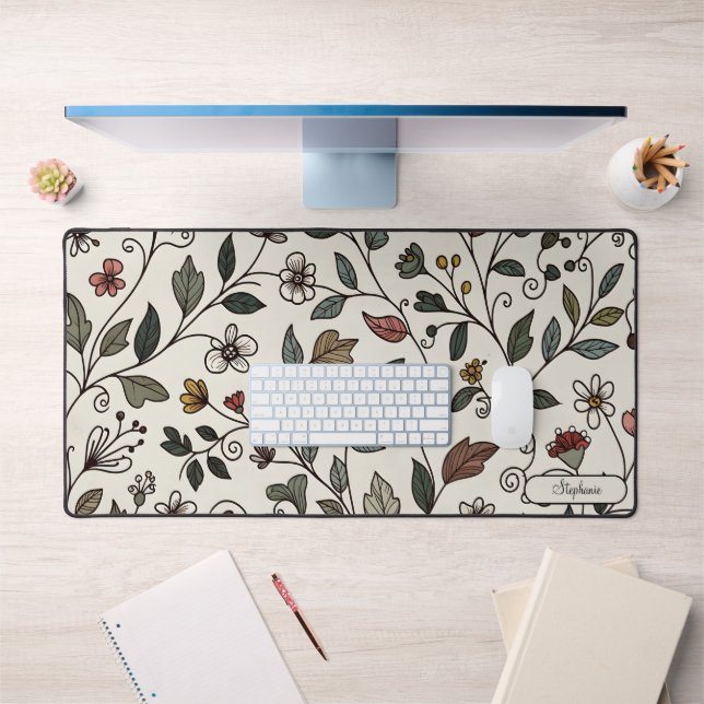 Personalized Intricate Floral Vine Workspace Schreibtischunterlage (Büro 1)