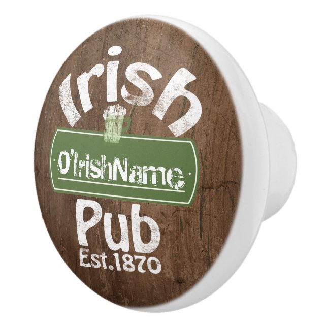 Personalized Irish Pub Old Keg Effect Sign Keramikknauf (Rechts)