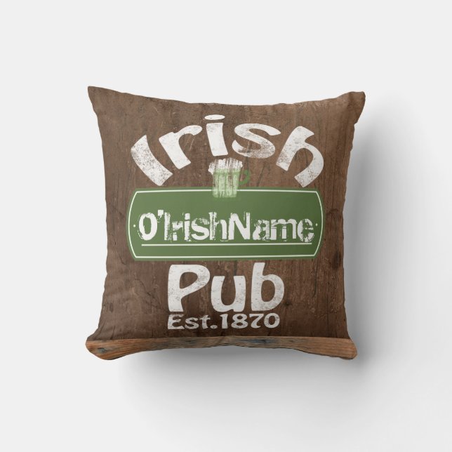 Personalized Irish Pub Old Keg Effect Sign Kissen (Vorderseite)