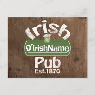 Personalized Irish Pub Old Keg Effect Sign Postkarte