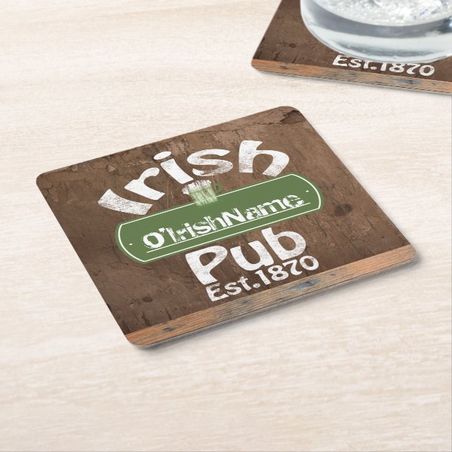 Personalized Irish Pub Old Keg Effect Sign Rechteckiger Pappuntersetzer (angewinkelt)