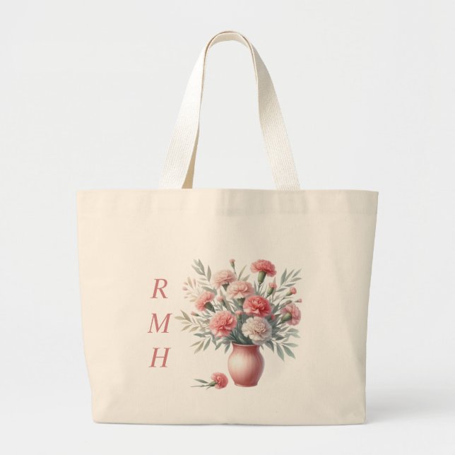 Personalized January Carnation Tote Bag (Devant)