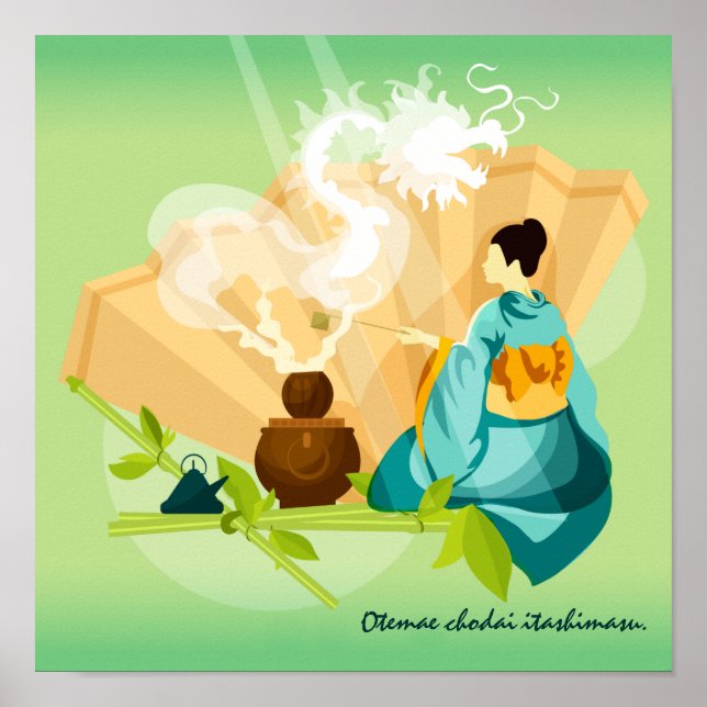 Personalized Japanese Tea Ceremony, Dragon Poster (Vorne)