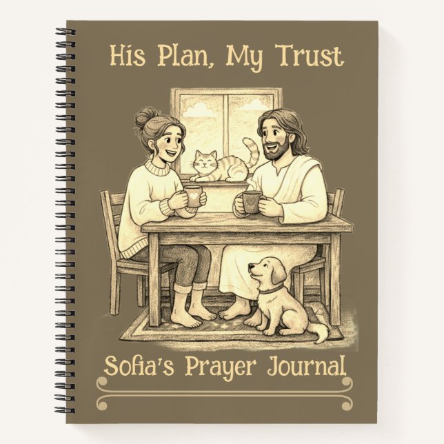 Personalized Jesus Sepia Luxury Journal Notizbuch (Vorderseite)