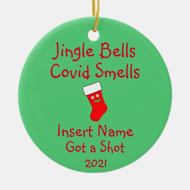 Personalized Jingle Bells, Covid-19 Smells Ceramic Keramik Ornament (Vorne)
