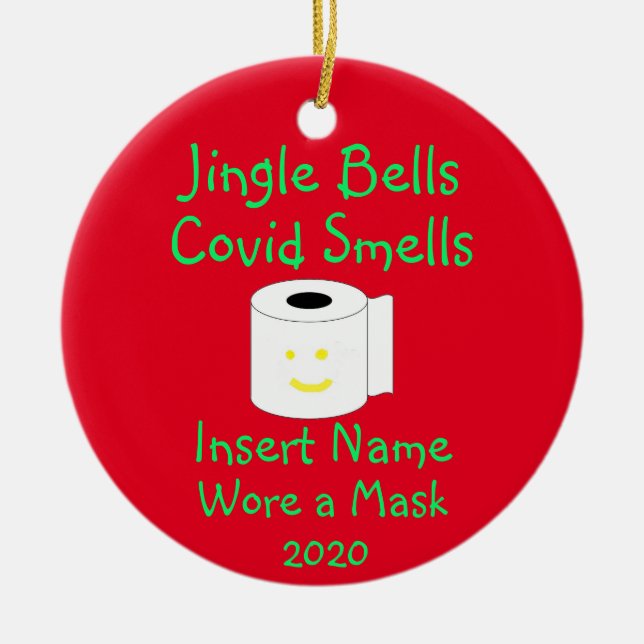 Personalized Jingle Bells, Covid-19 Smells Keramik Ornament (Vorne)