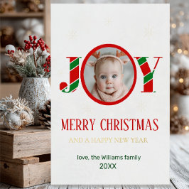 Personalized Joy Christmas Photo Grußkarte Mit Foliendruck